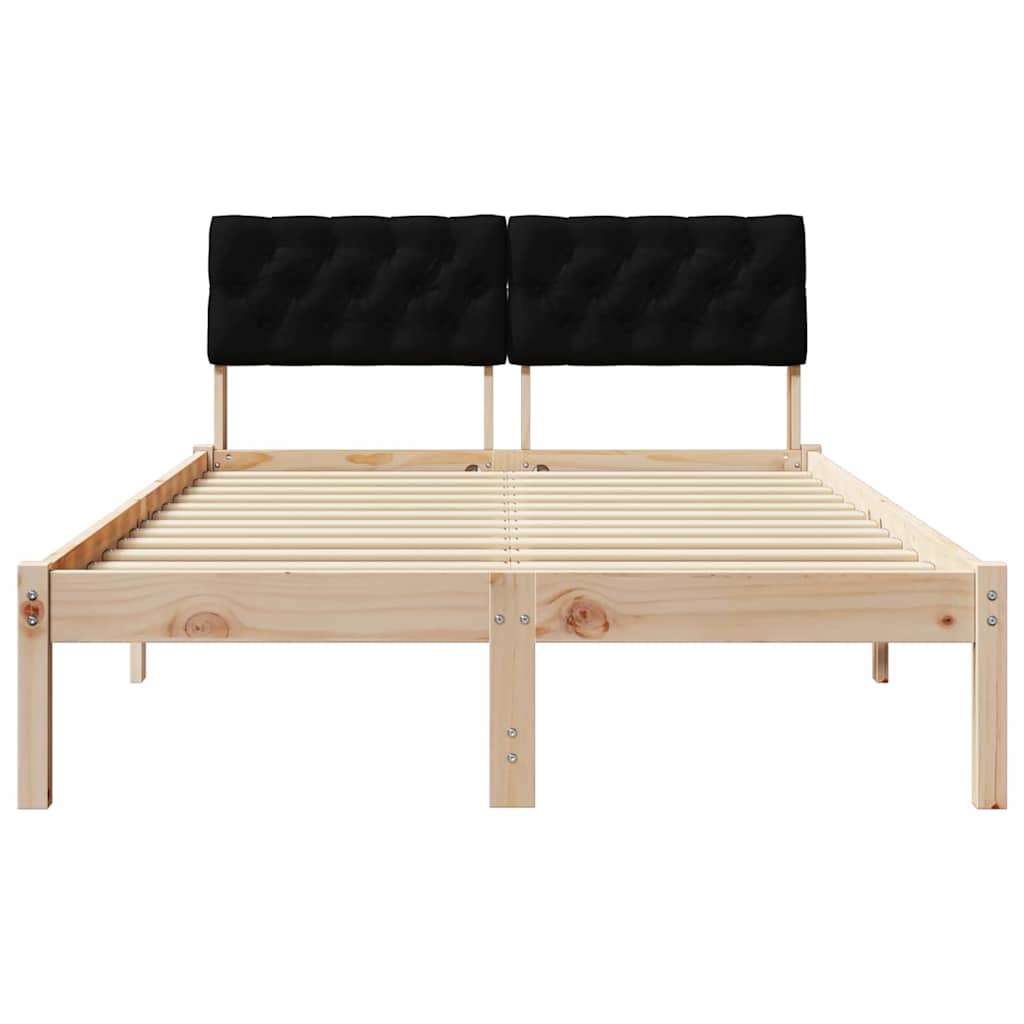 Bed frame Brown and black 120 x 190 cm Solid pine wood