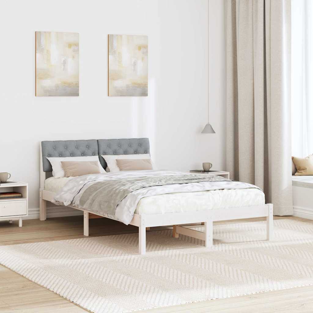 Bed frame White and light grey 120 x 190 cm Solid pine wood
