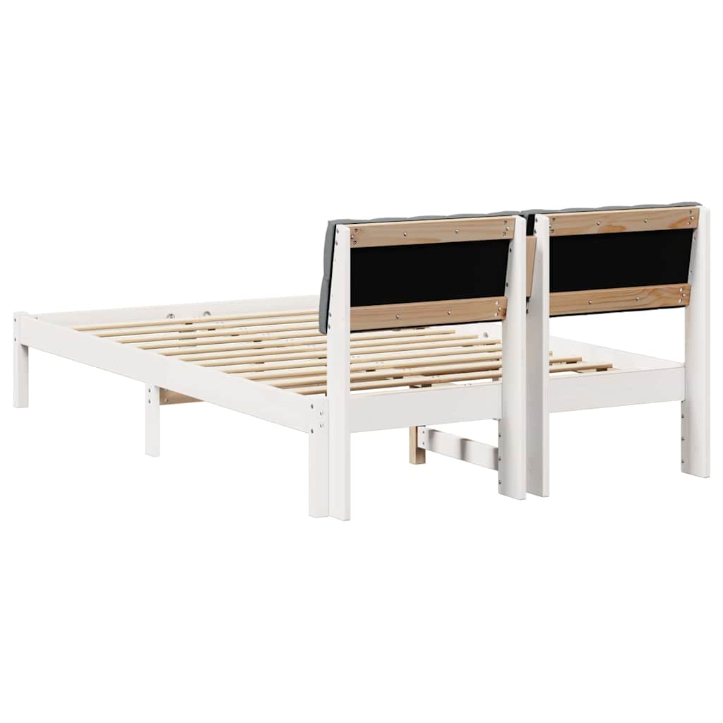 Bed frame White and light grey 120 x 190 cm Solid pine wood