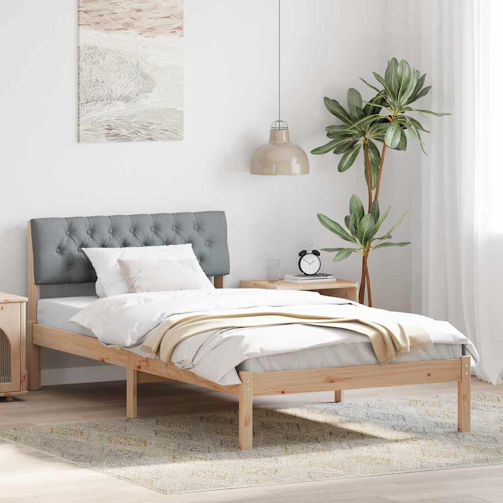 Bed frame Brown and light grey 100 x 200 cm Solid pine wood
