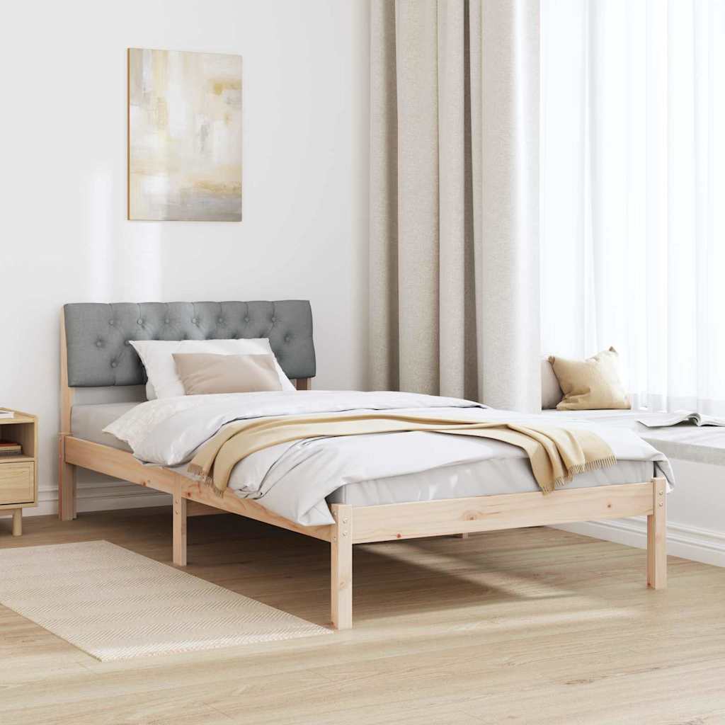 Bed frame Brown and light grey 100 x 200 cm Solid pine wood