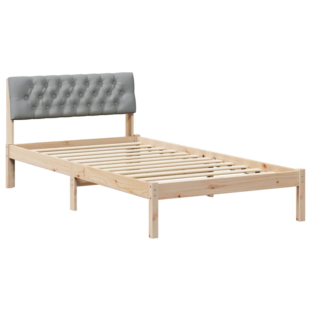 Bed frame Brown and light grey 100 x 200 cm Solid pine wood