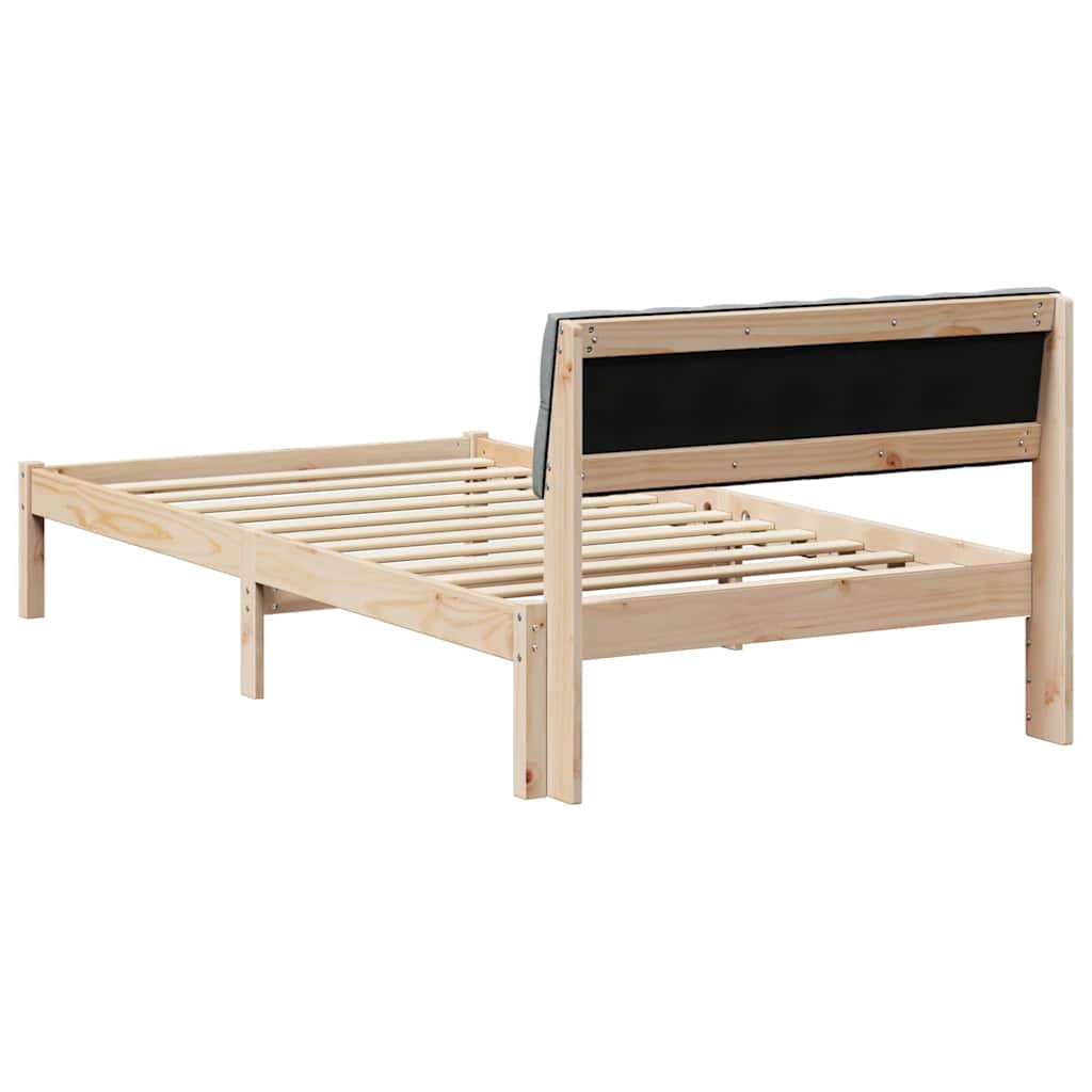 Bed frame Brown and light grey 100 x 200 cm Solid pine wood