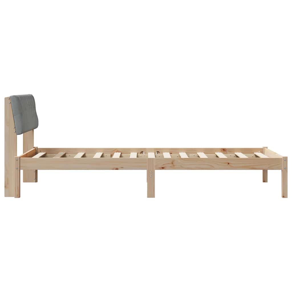 Bed frame Brown and light grey 100 x 200 cm Solid pine wood