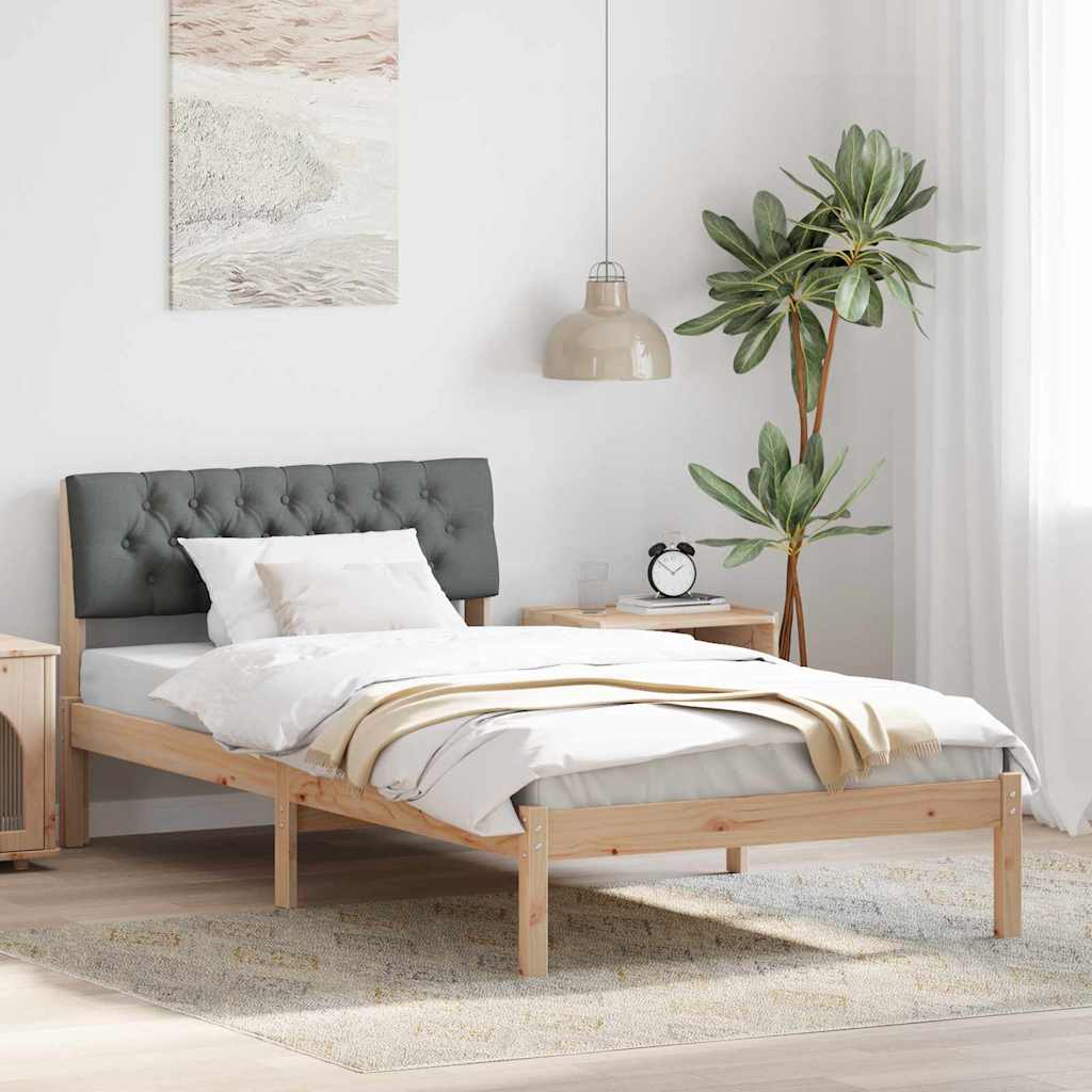 Bed frame Brown and dark grey 100 x 200 cm Solid pine wood