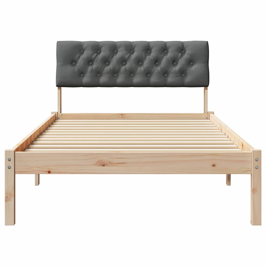 Bed frame Brown and dark grey 100 x 200 cm Solid pine wood