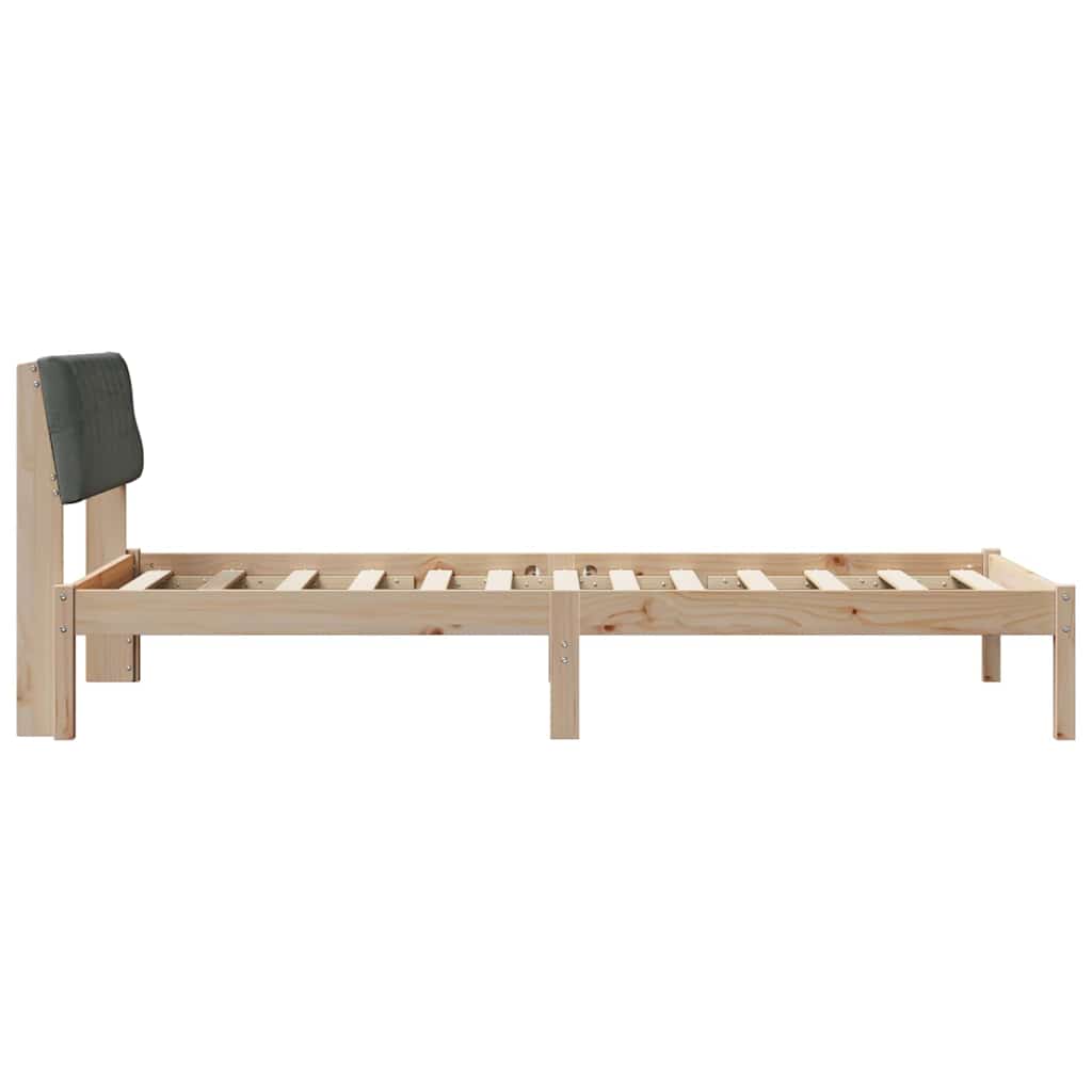 Bed frame Brown and dark grey 100 x 200 cm Solid pine wood