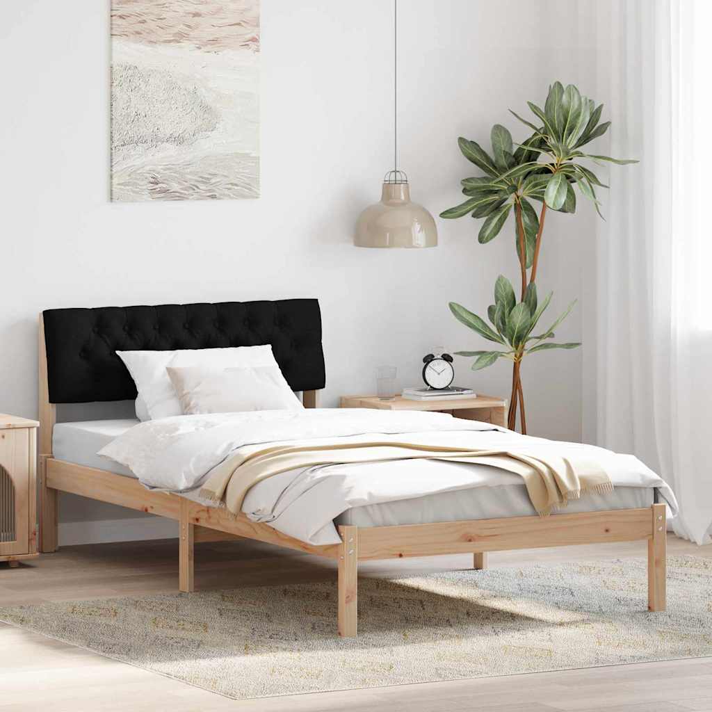 Bed frame Brown and black 100 x 200 cm Solid pine wood