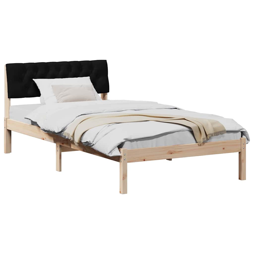 Bed frame Brown and black 100 x 200 cm Solid pine wood
