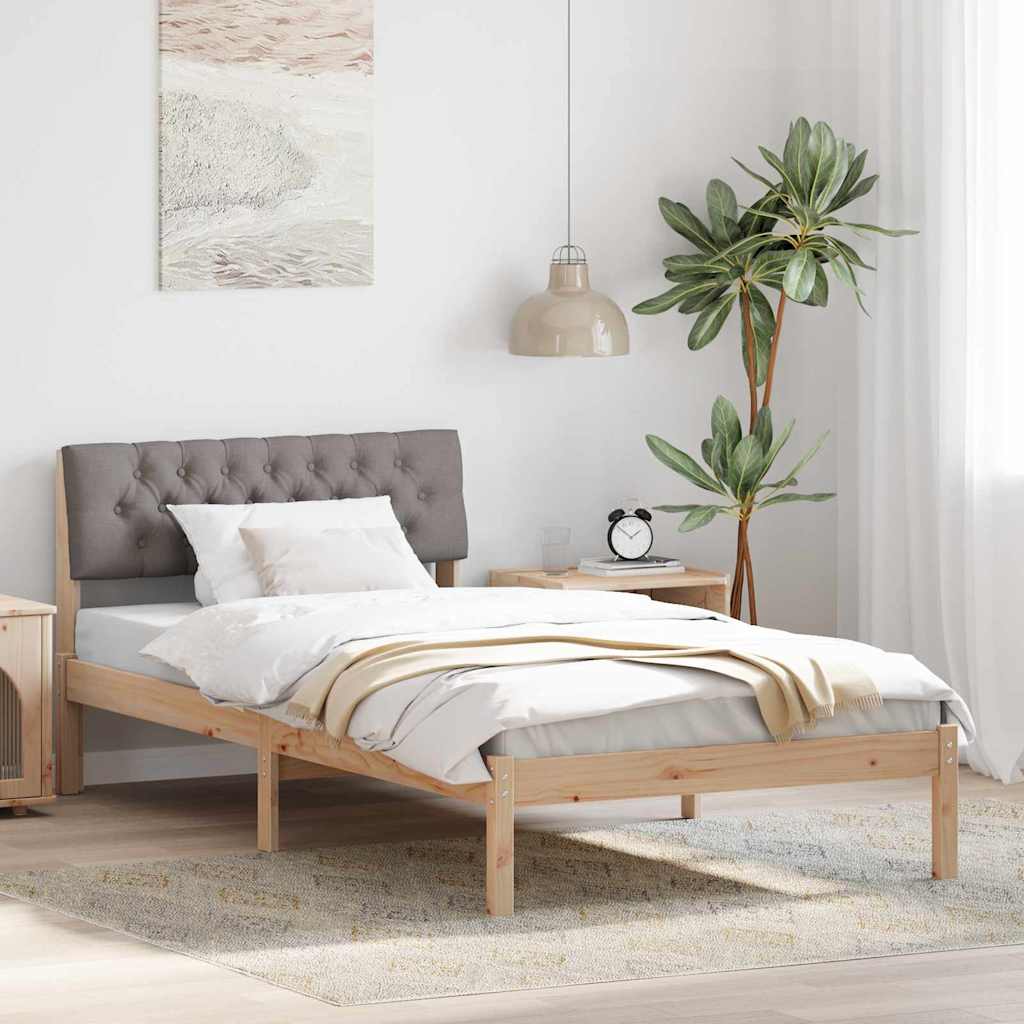 Bed frame Brown and taupe 100 x 200 cm Solid pine wood