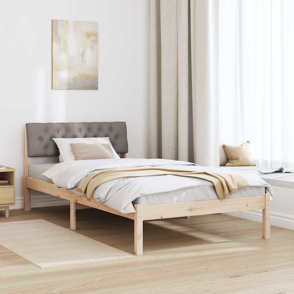 Bed frame Brown and taupe 100 x 200 cm Solid pine wood