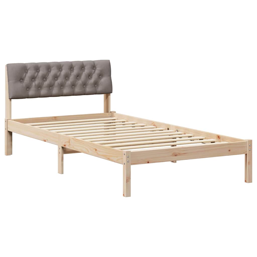 Bed frame Brown and taupe 100 x 200 cm Solid pine wood