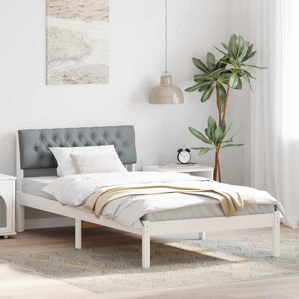 Bed frame White and light grey 100 x 200 cm Solid pine wood