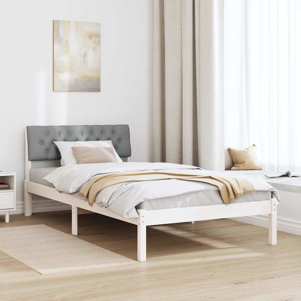 Bed frame White and light grey 100 x 200 cm Solid pine wood