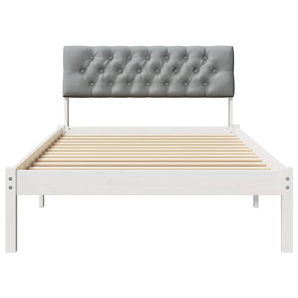 Bed frame White and light grey 100 x 200 cm Solid pine wood