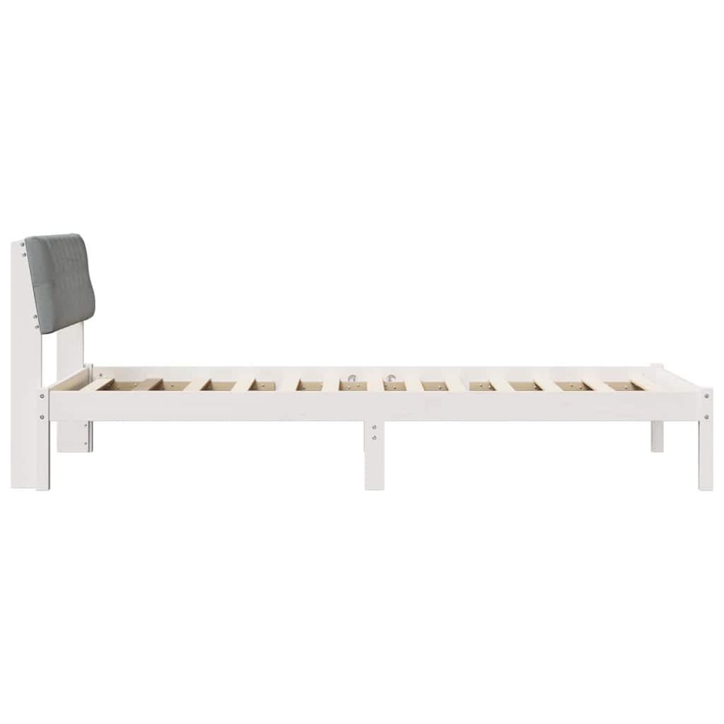 Bed frame White and light grey 100 x 200 cm Solid pine wood