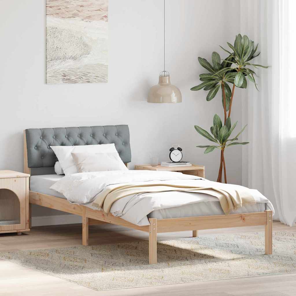 Bed frame Brown and light grey 90 x 200 cm Solid pine wood