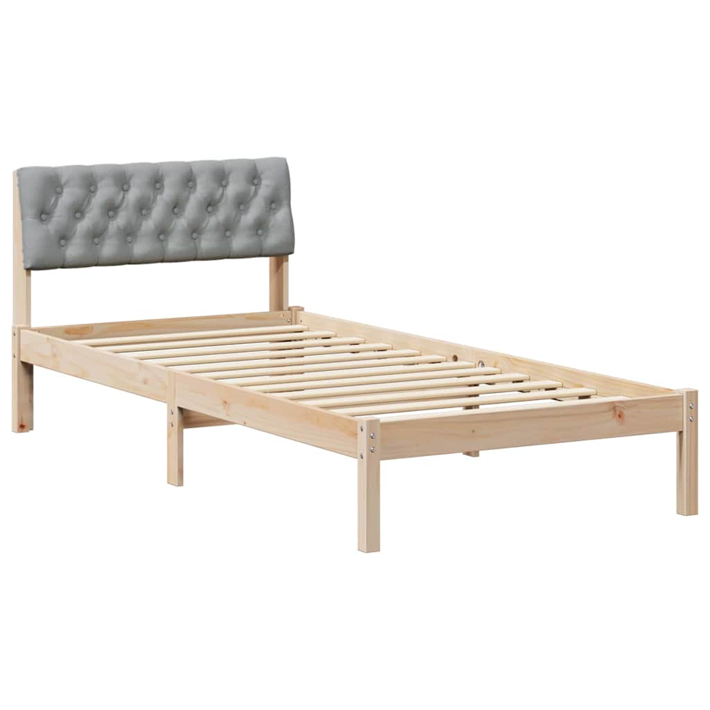 Bed frame Brown and light grey 90 x 200 cm Solid pine wood