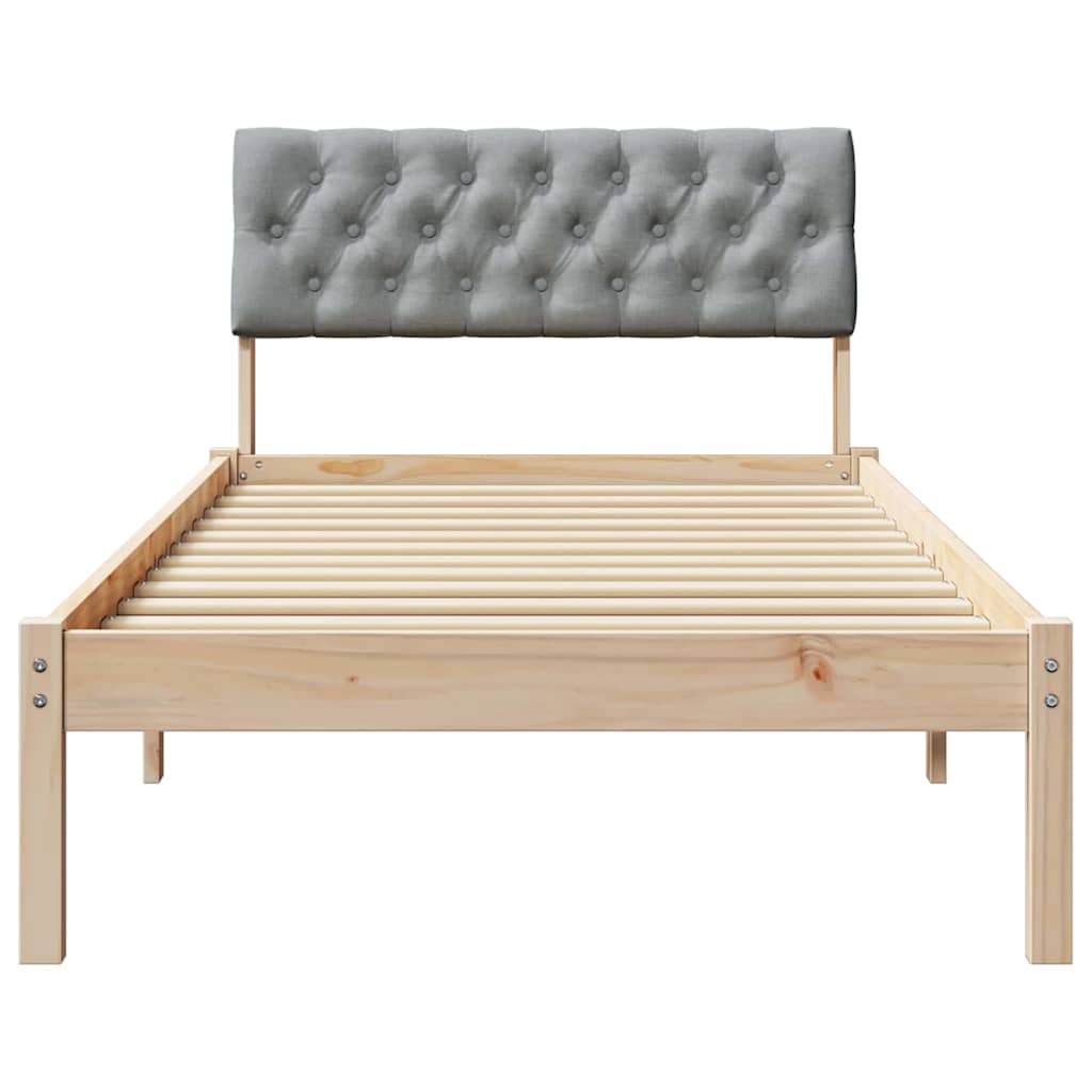 Bed frame Brown and light grey 90 x 200 cm Solid pine wood