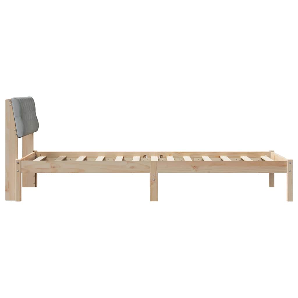 Bed frame Brown and light grey 90 x 200 cm Solid pine wood