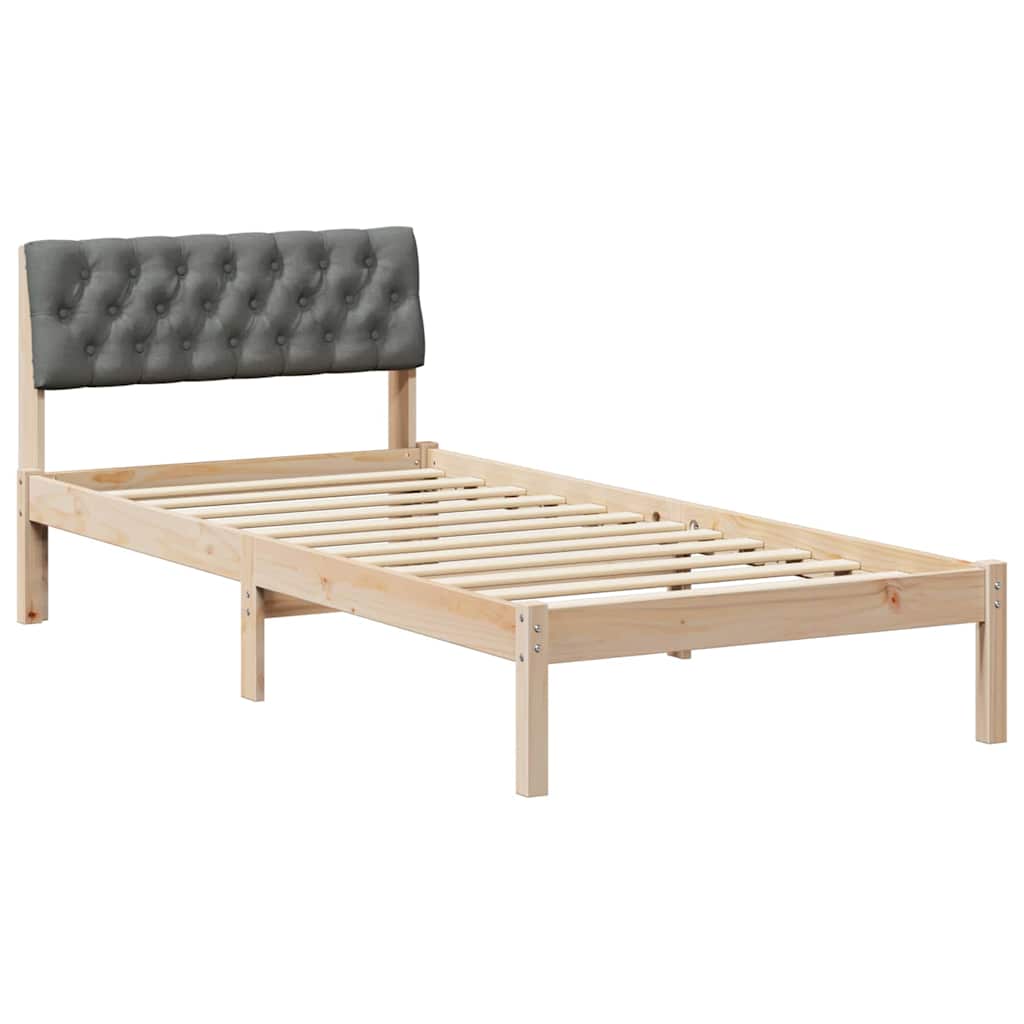 Bed frame Brown and dark grey 90 x 200 cm Solid pine wood