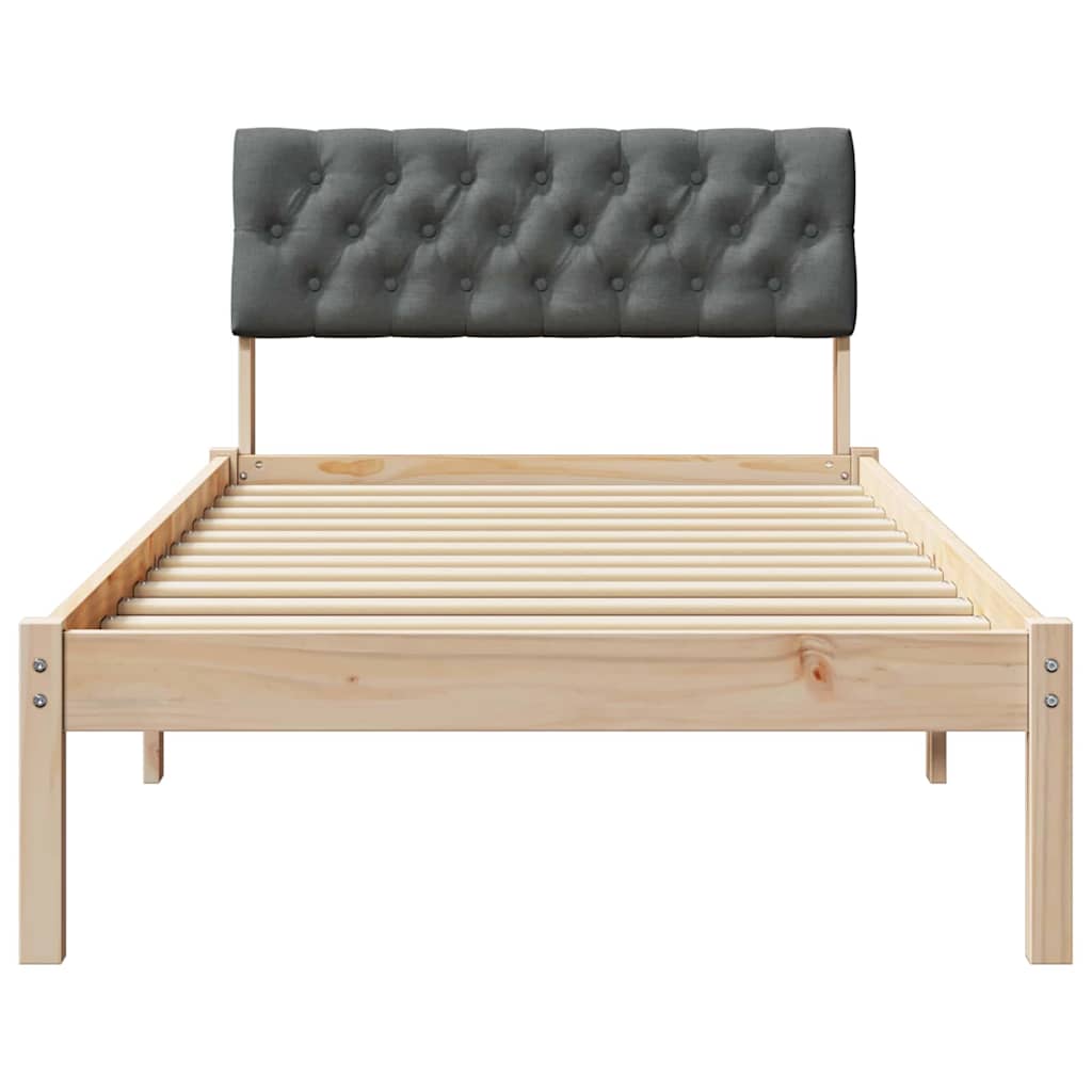 Bed frame Brown and dark grey 90 x 200 cm Solid pine wood