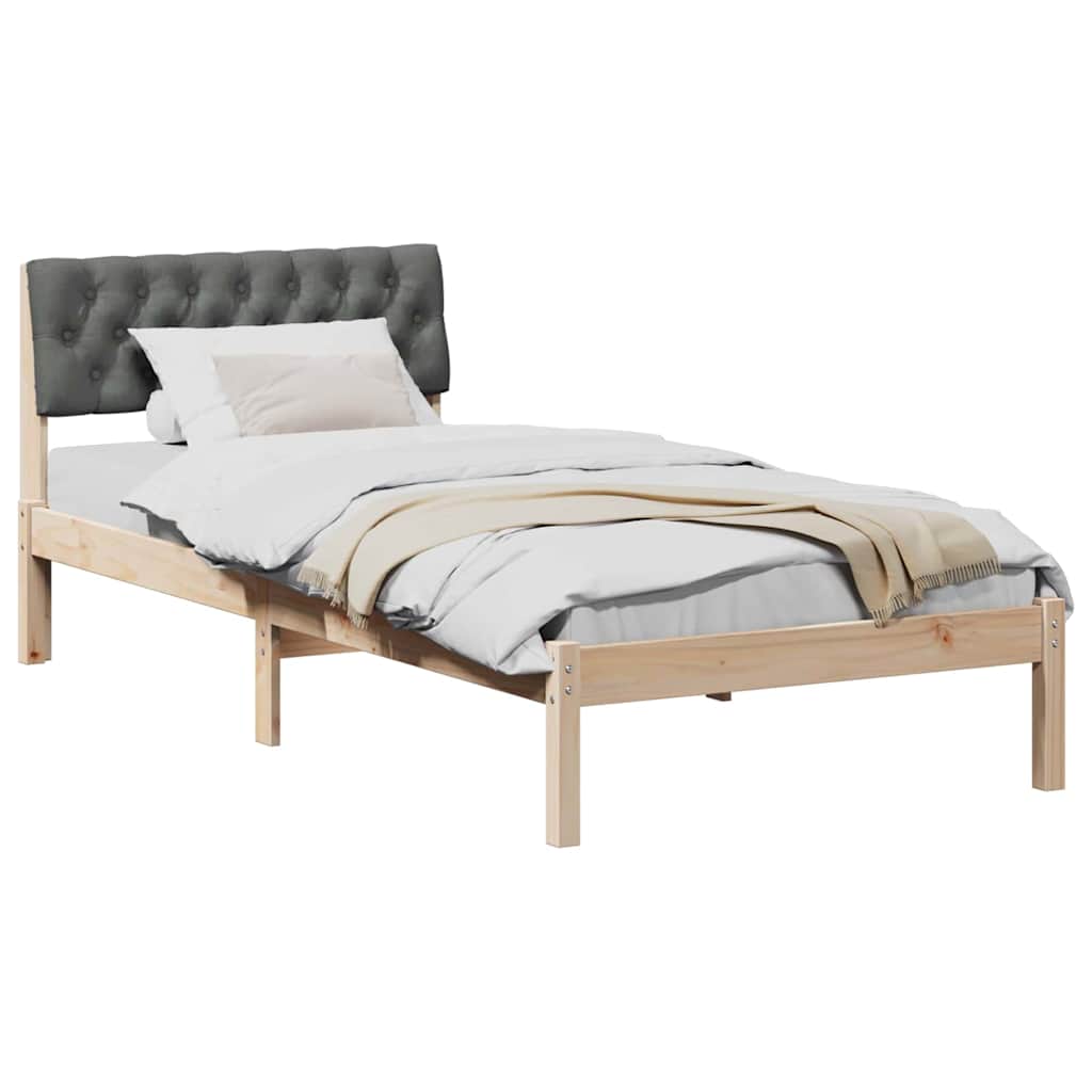 Bed frame Brown and dark grey 90 x 200 cm Solid pine wood