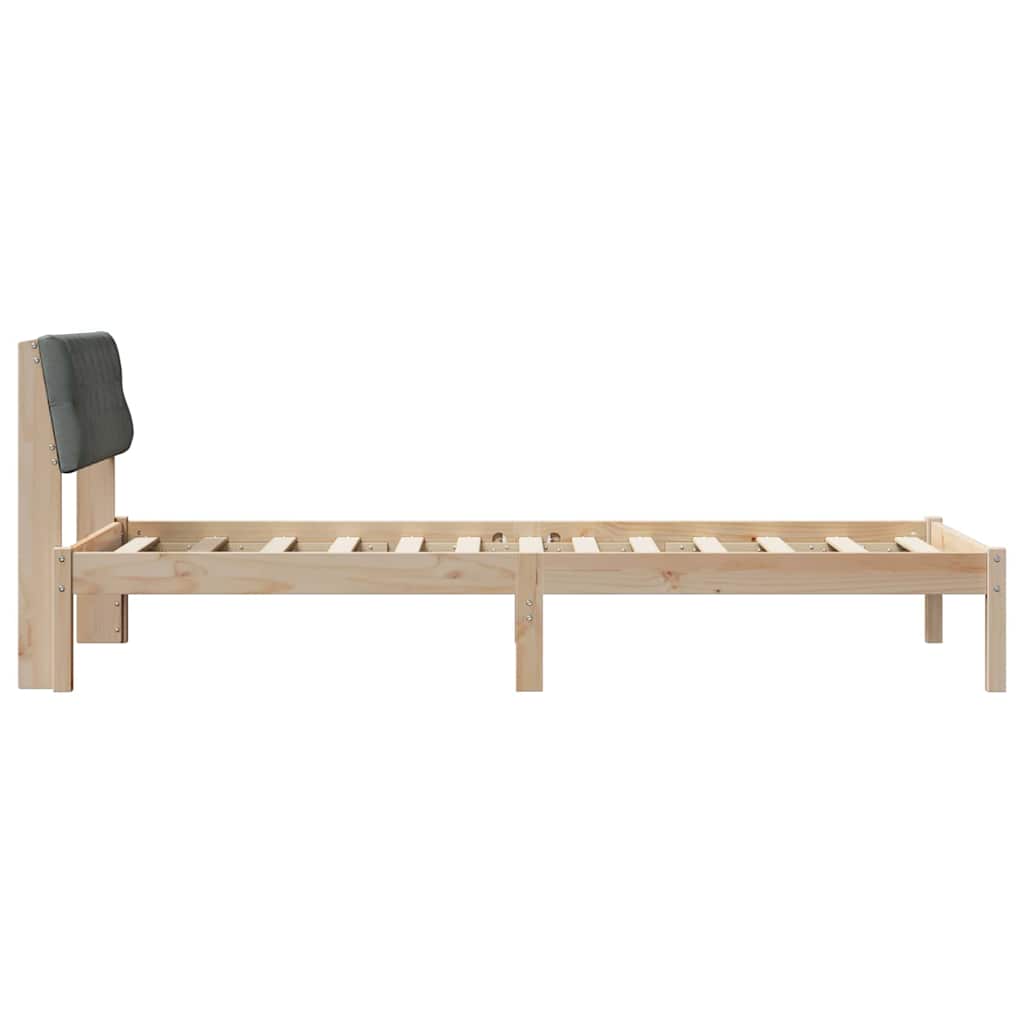 Bed frame Brown and dark grey 90 x 200 cm Solid pine wood