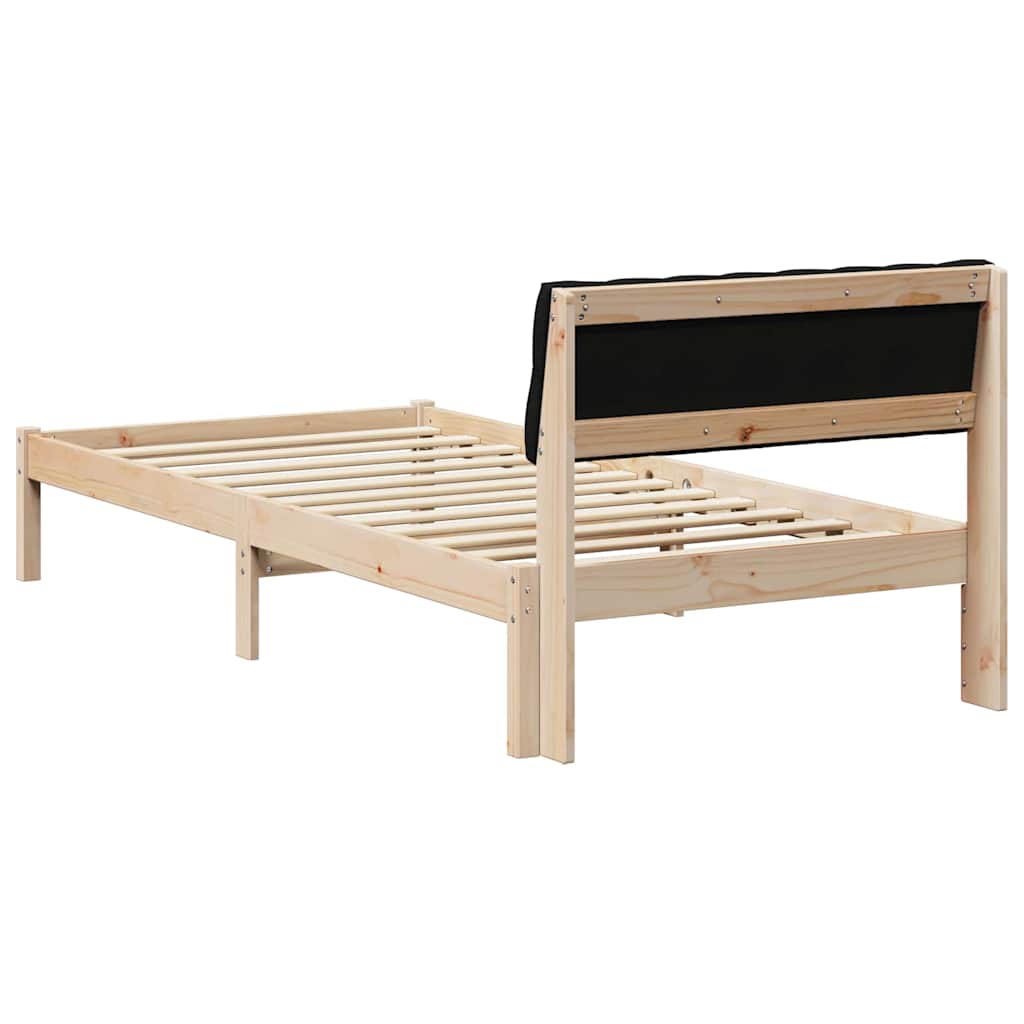 Bed frame Brown and black 90 x 200 cm Solid pine wood
