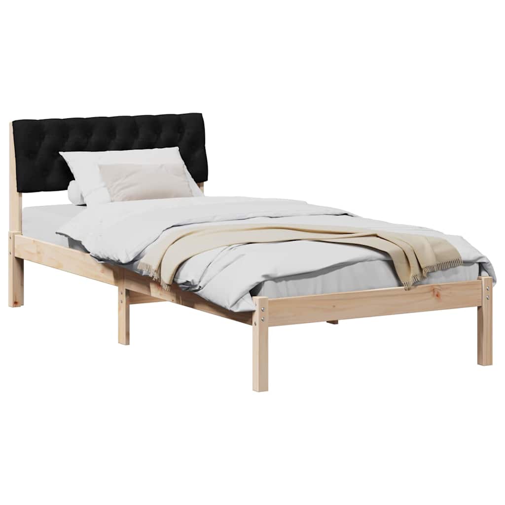 Bed frame Brown and black 90 x 200 cm Solid pine wood