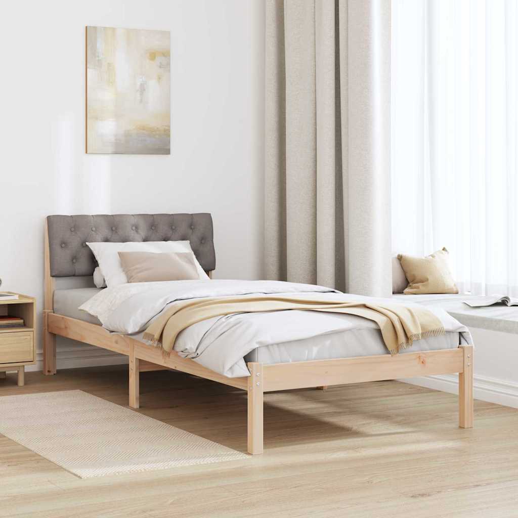 Bed frame Brown and taupe 90 x 200 cm Solid pine wood