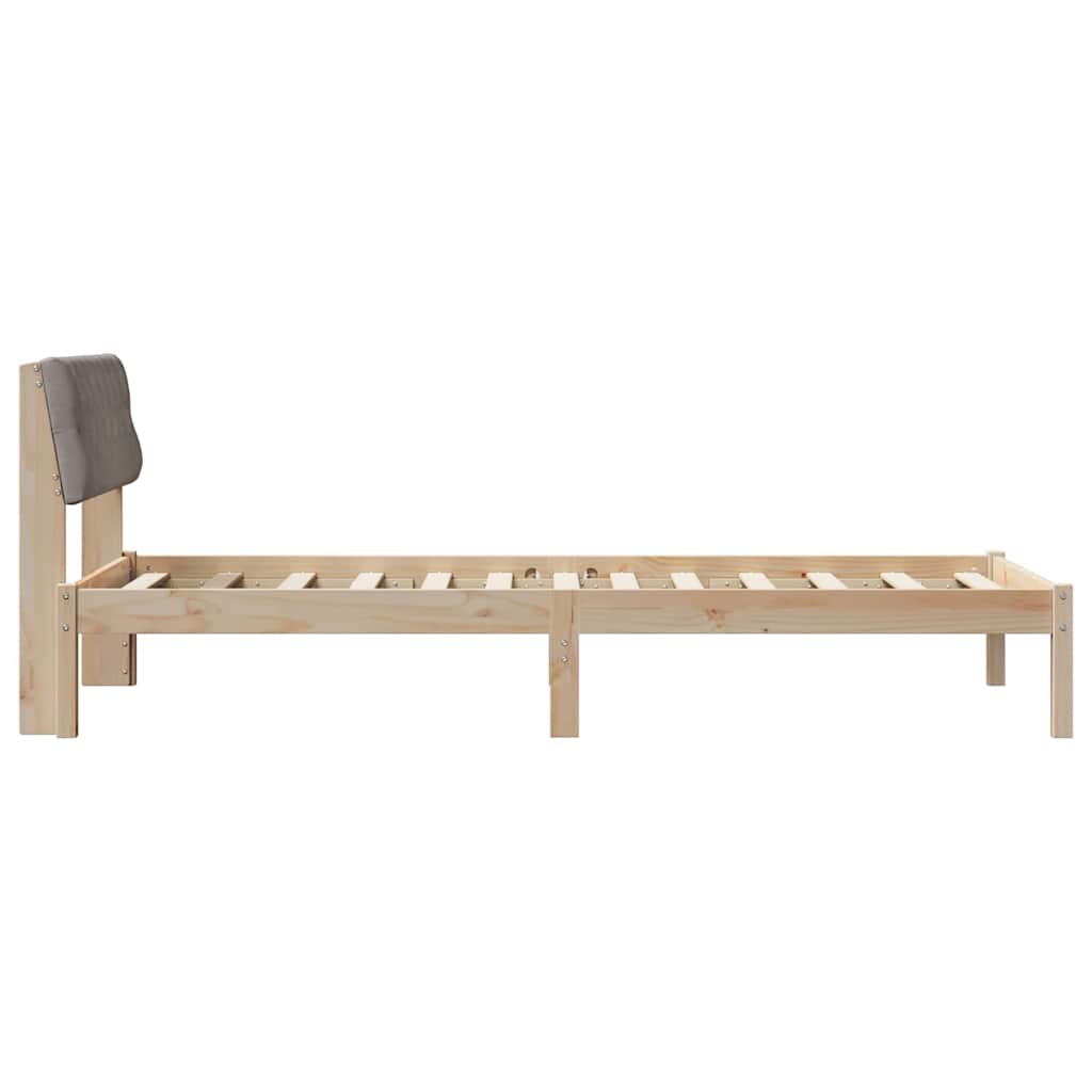 Bed frame Brown and taupe 90 x 200 cm Solid pine wood