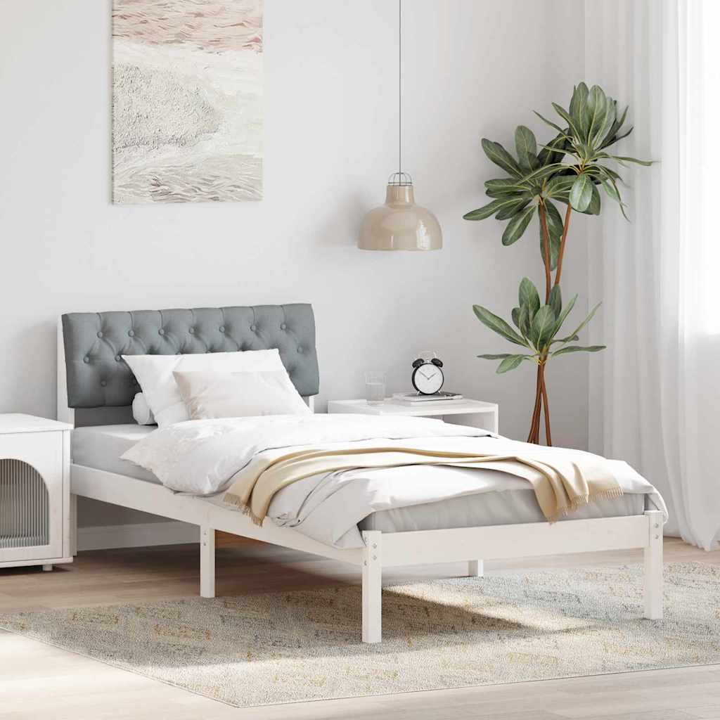 Bed frame White and light grey 90 x 200 cm Solid pine wood
