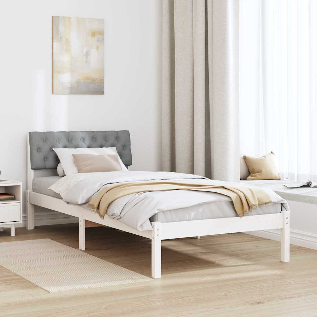 Bed frame White and light grey 90 x 200 cm Solid pine wood