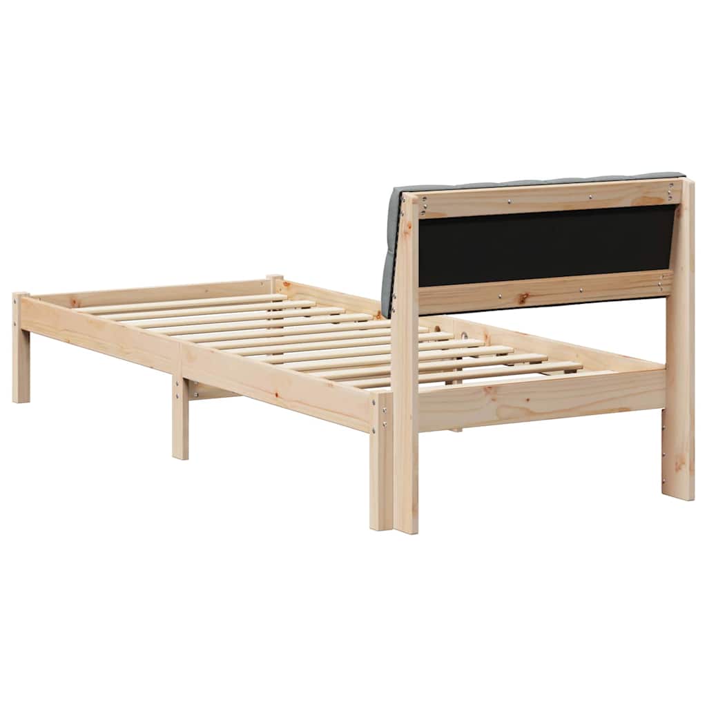 Bed frame Brown and light grey 80 x 200 cm Solid pine wood