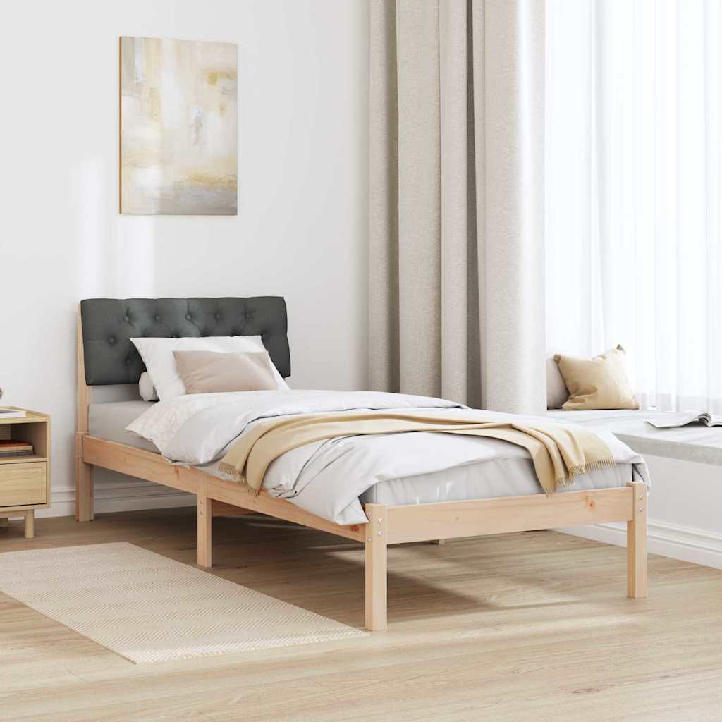 Bed frame Brown and dark grey 80 x 200 cm Solid pine wood