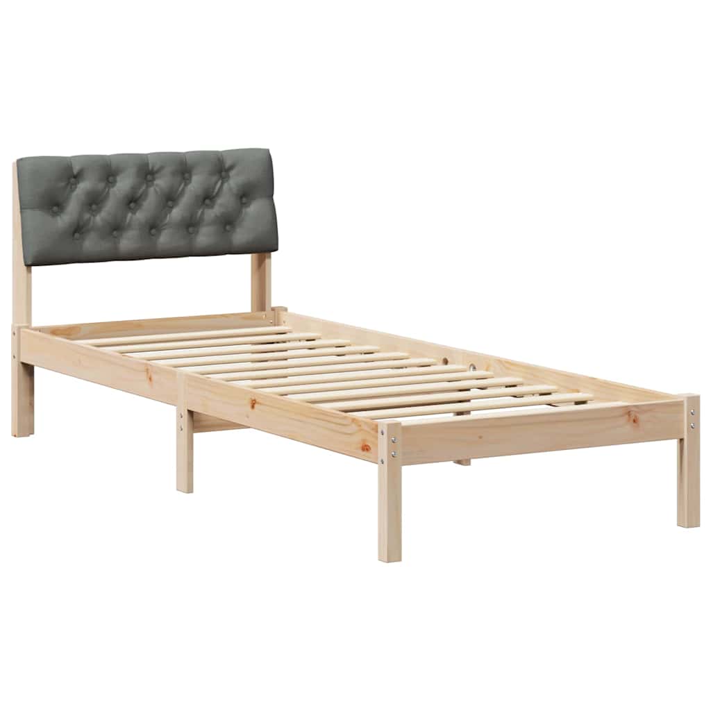 Bed frame Brown and dark grey 80 x 200 cm Solid pine wood