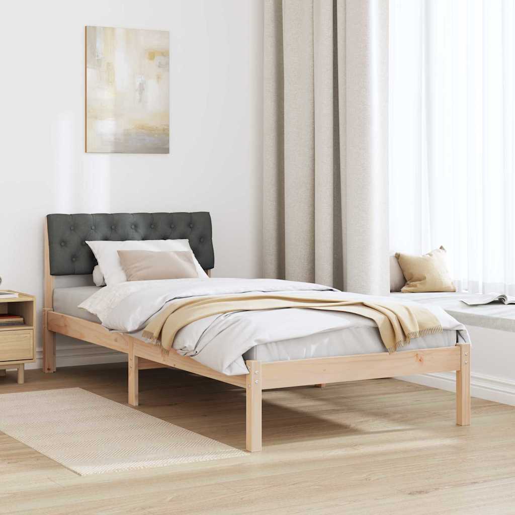 Bed frame Brown and dark grey 90 x 190 cm Solid pine wood