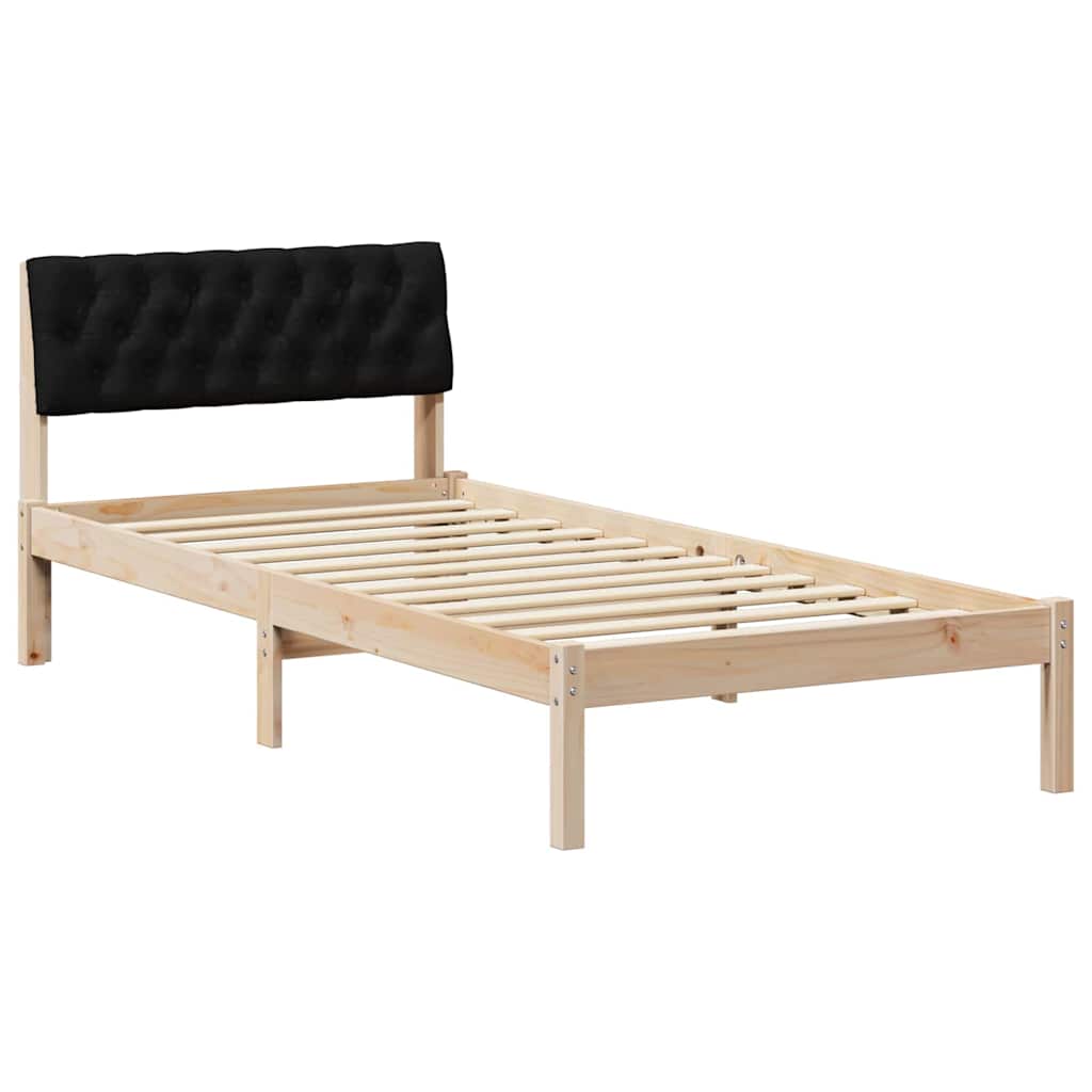 Bed frame Brown and black 90 x 190 cm Solid pine wood