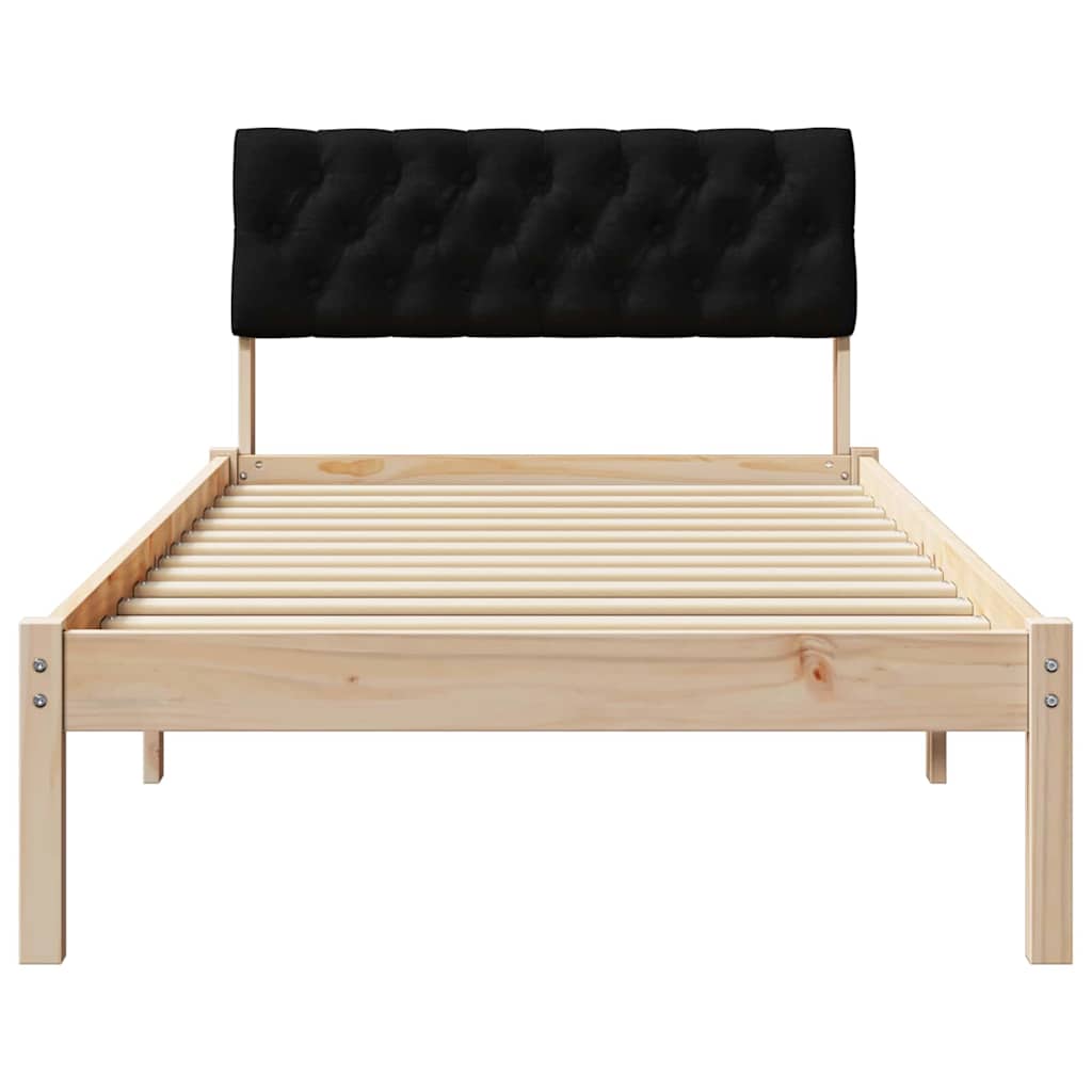 Bed frame Brown and black 90 x 190 cm Solid pine wood