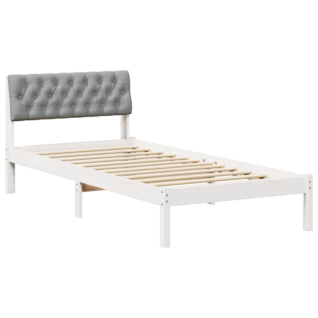 Bed frame White and light grey 90 x 190 cm Solid pine wood