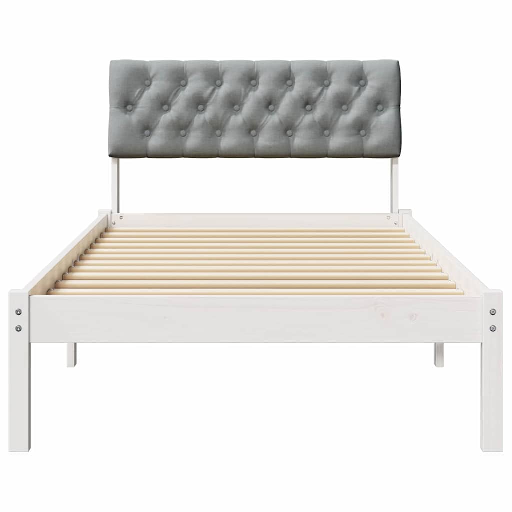 Bed frame White and light grey 90 x 190 cm Solid pine wood