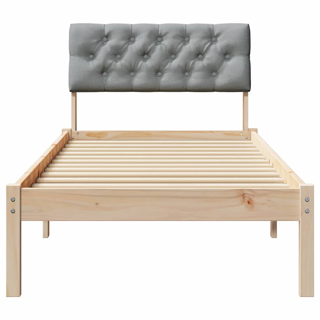Bed frame Brown and light grey 75 x 190 cm Solid pine wood