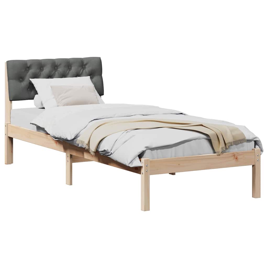 Bed frame Brown and dark grey 75 x 190 cm Solid pine wood