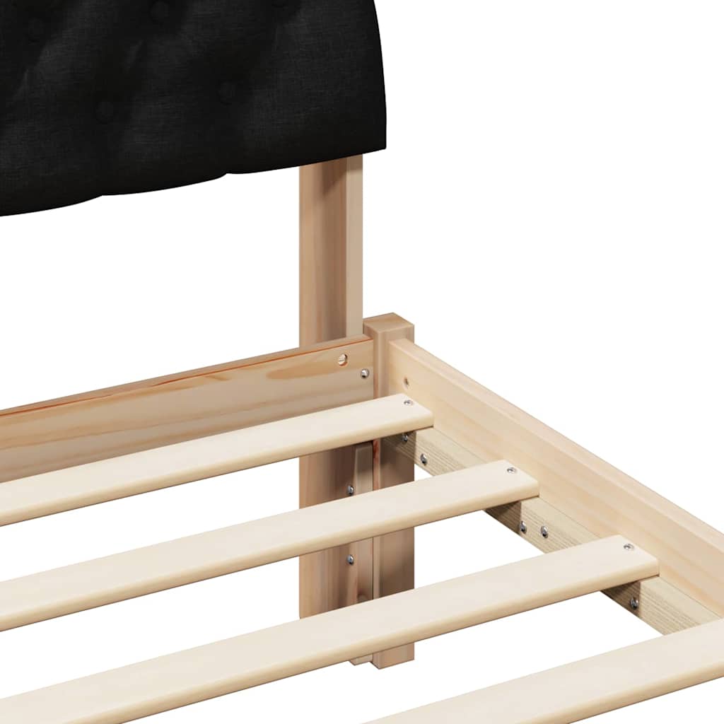 Bed frame Brown and black 75 x 190 cm Solid pine wood