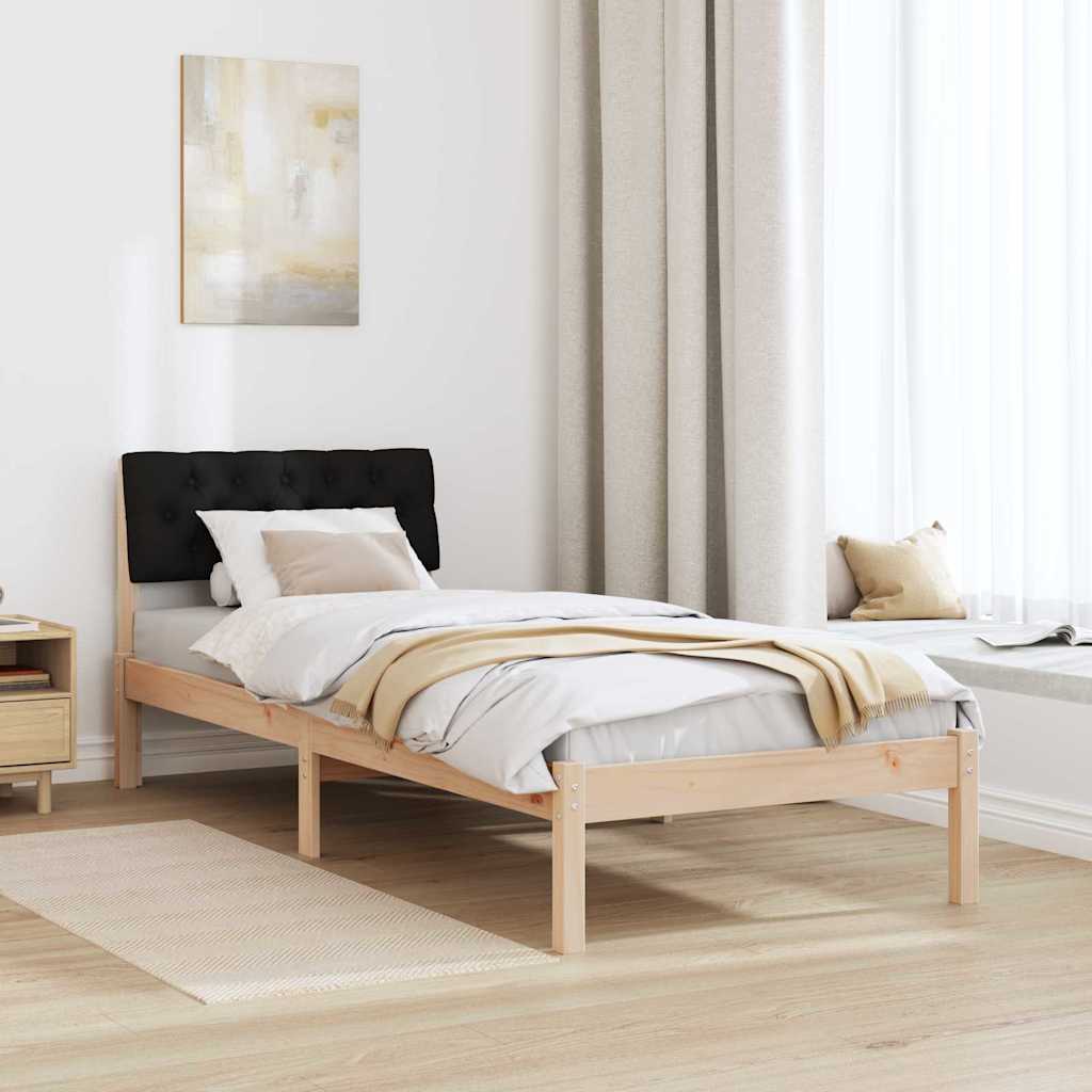 Bed frame Brown and black 75 x 190 cm Solid pine wood