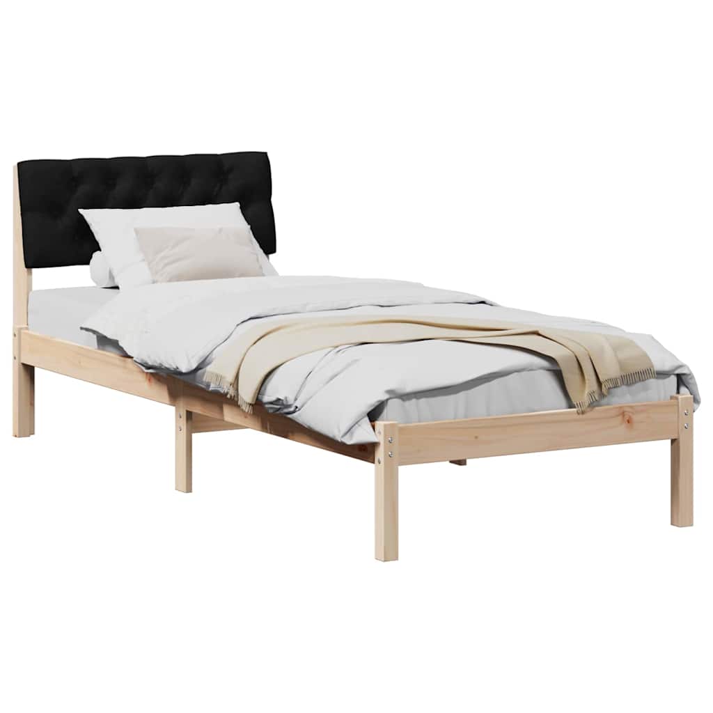 Bed frame Brown and black 75 x 190 cm Solid pine wood