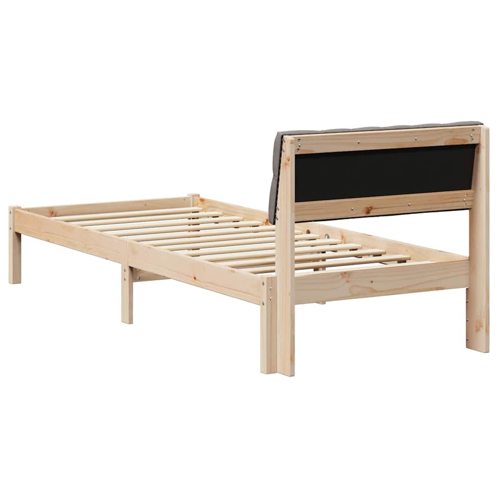 Bed frame Brown and taupe 75 x 190 cm Solid pine wood
