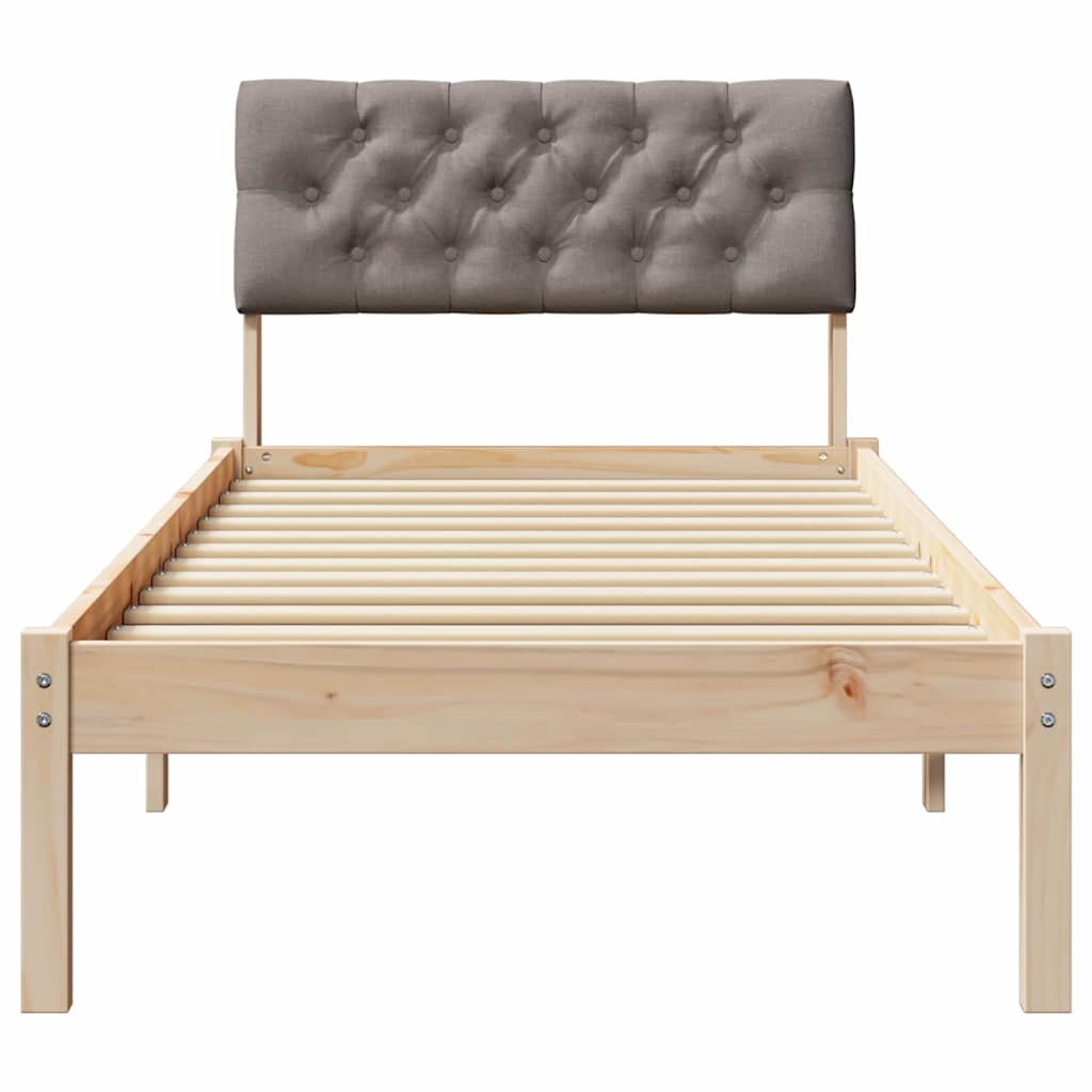 Bed frame Brown and taupe 75 x 190 cm Solid pine wood