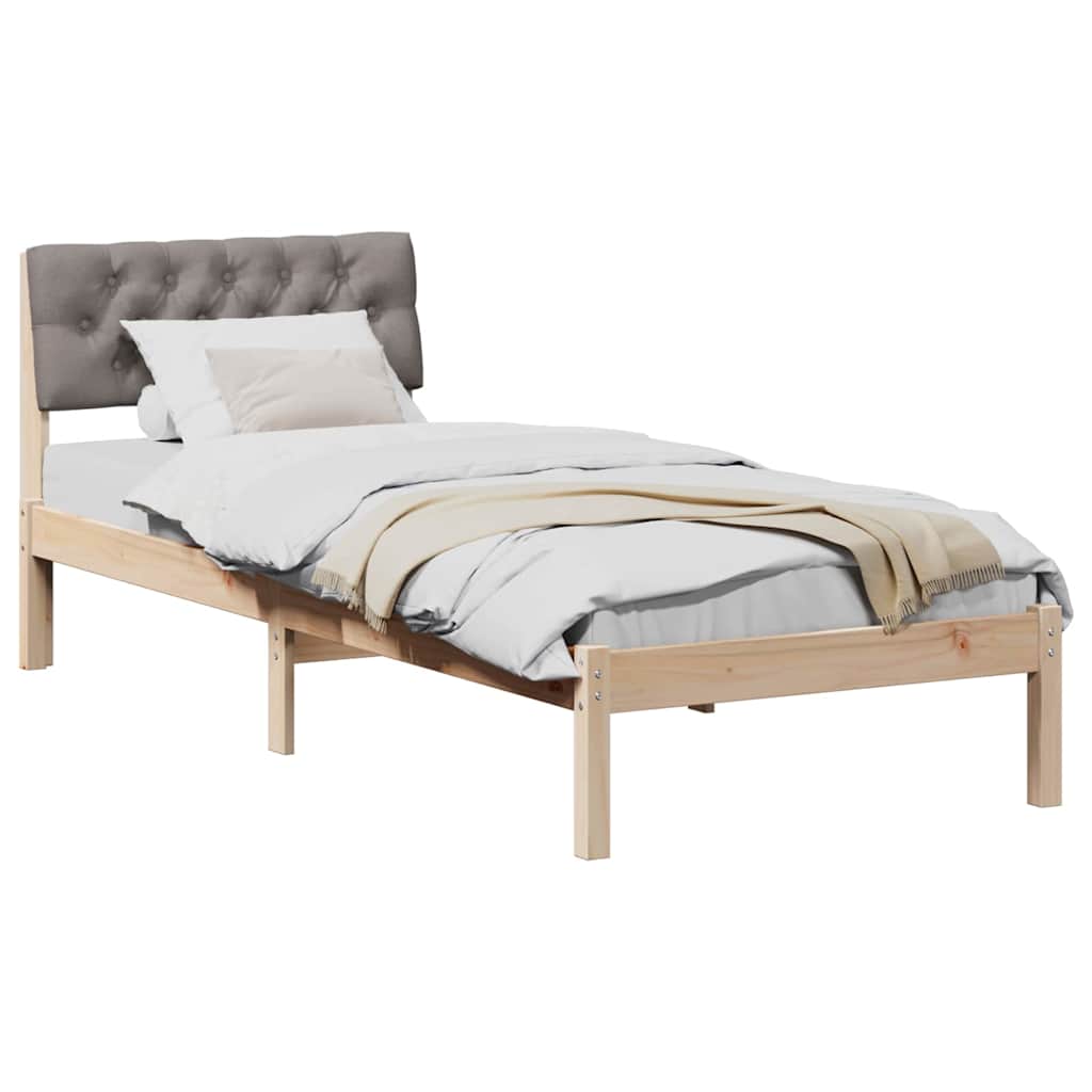 Bed frame Brown and taupe 75 x 190 cm Solid pine wood